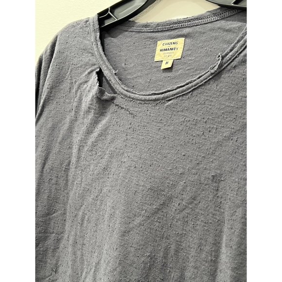 CITIZENS OF HUMANITY ESMAY T-SHIRT DISTRESSED TEE TOP GRAY - Picture 10 of 10